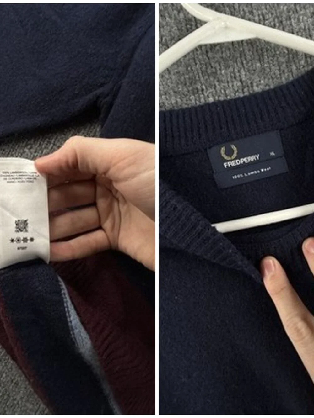 Fred Perry Pullover Logo XL Sweater Blue Red Crew Neck Wool Striped Designer
